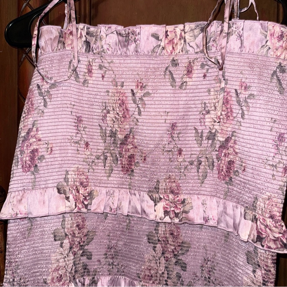 V. Chapman Lily Lilac Tapestry Rose Tiered Ruffle Midi Dress - Picture 4 of 4